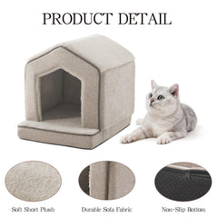 DEBANG HOME orthopedic cat house displays an oversized doorway for easy entry.
