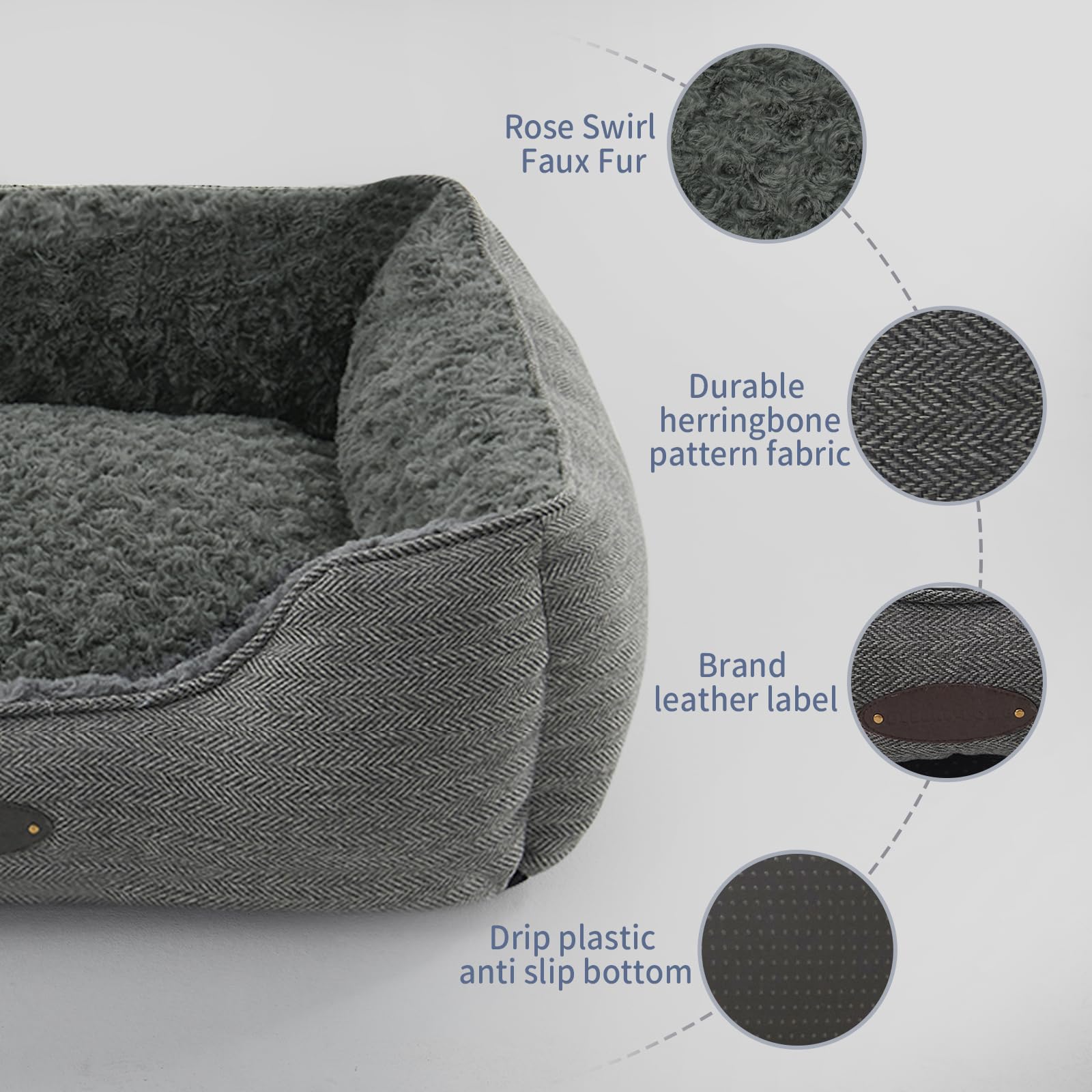DEBANG HOME dog bed bolstered design supports head and neck during restful naps.