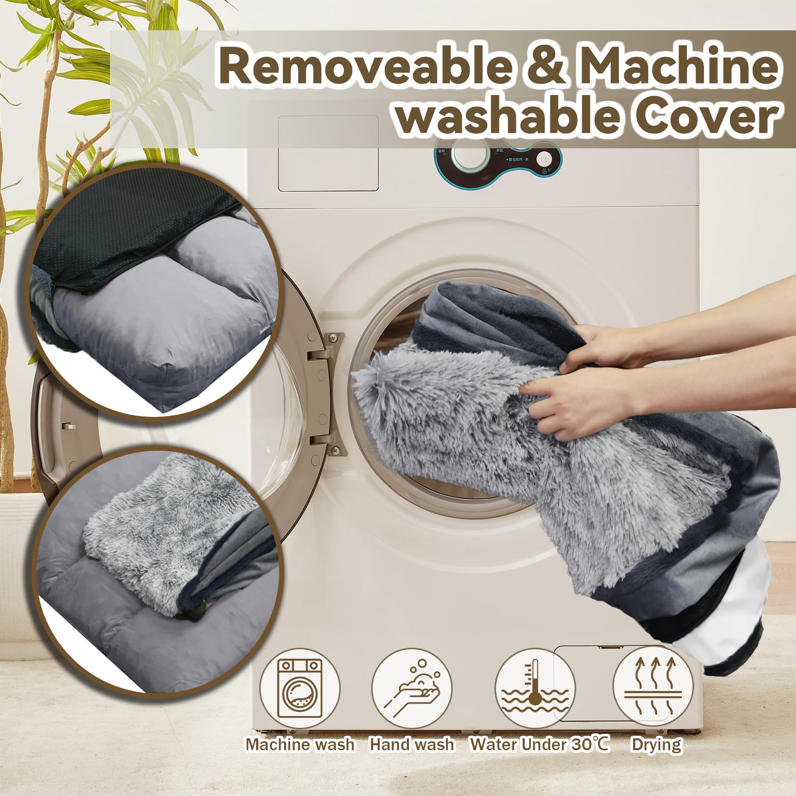 DEBANG HOME dog bed non-slip bottom keeps bed in place on wood or tile.