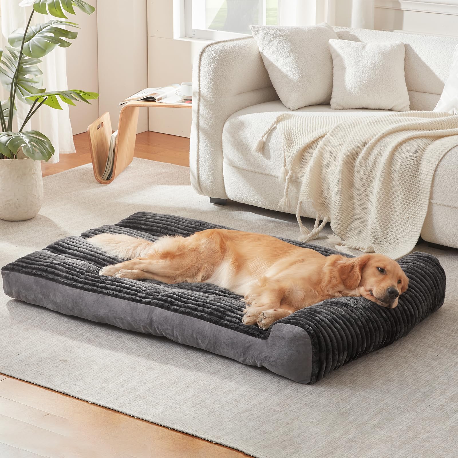 DEBANG HOME dog bed pillow design provides head and neck support for restful naps.