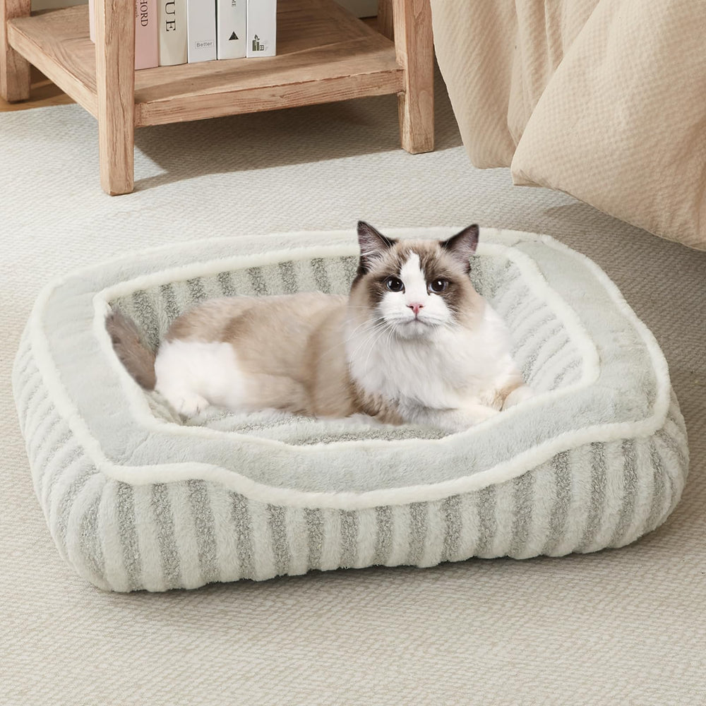 DEBANG HOME dog bed XS grey top view for small pets, cozy resting spot