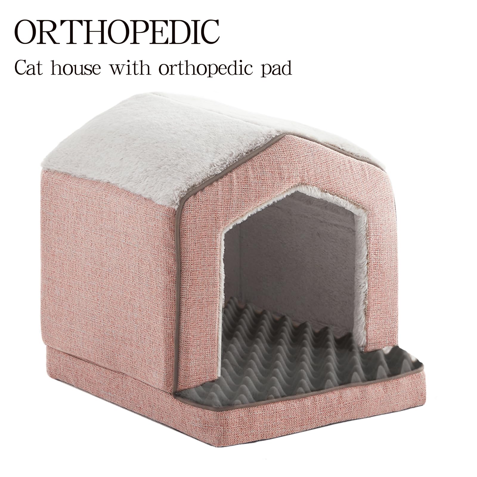 DEBANG HOME Orthopedic Cat House plush interior provides a soft, warm retreat.