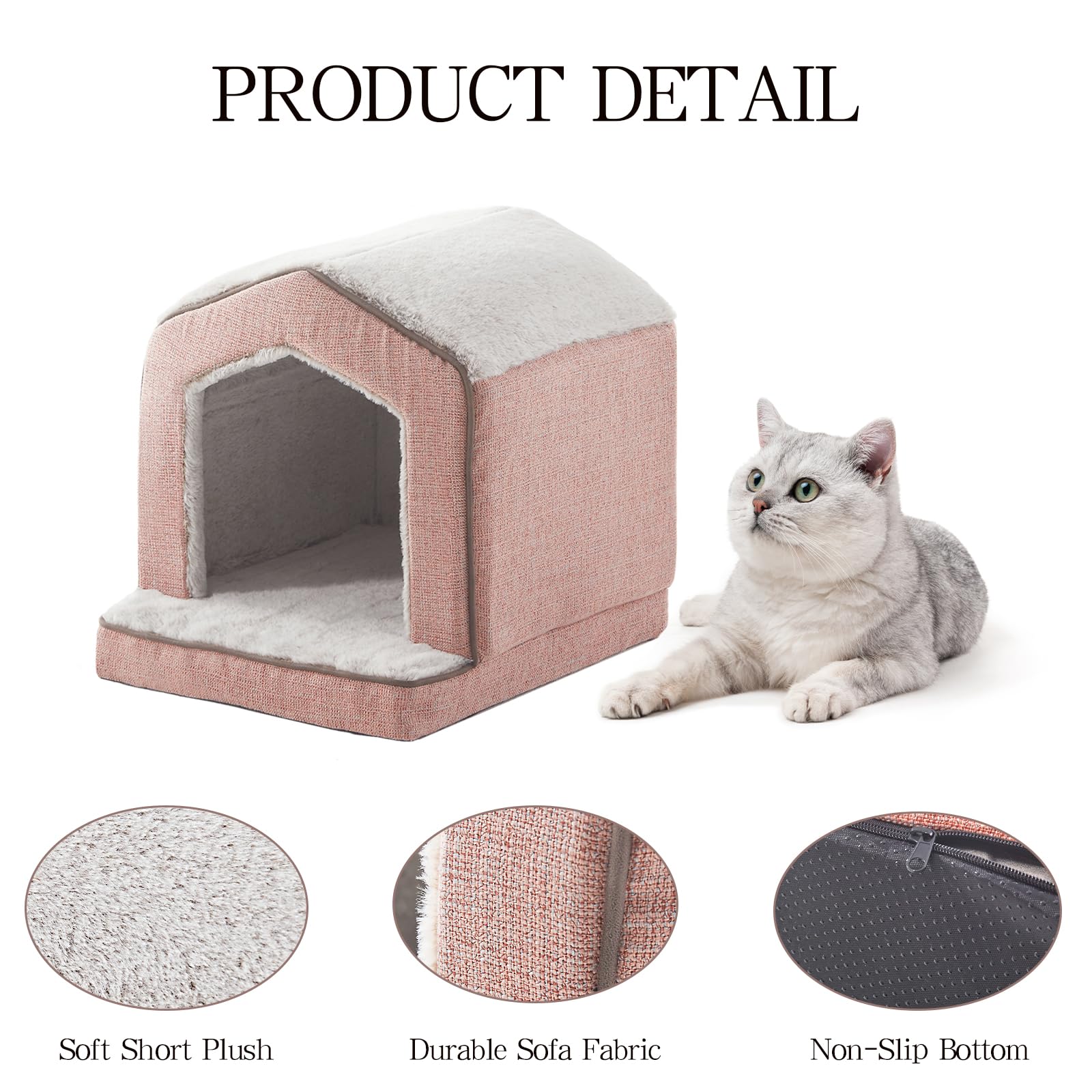 DEBANG HOME Orthopedic Cat House textured exterior ensures durability for daily use.