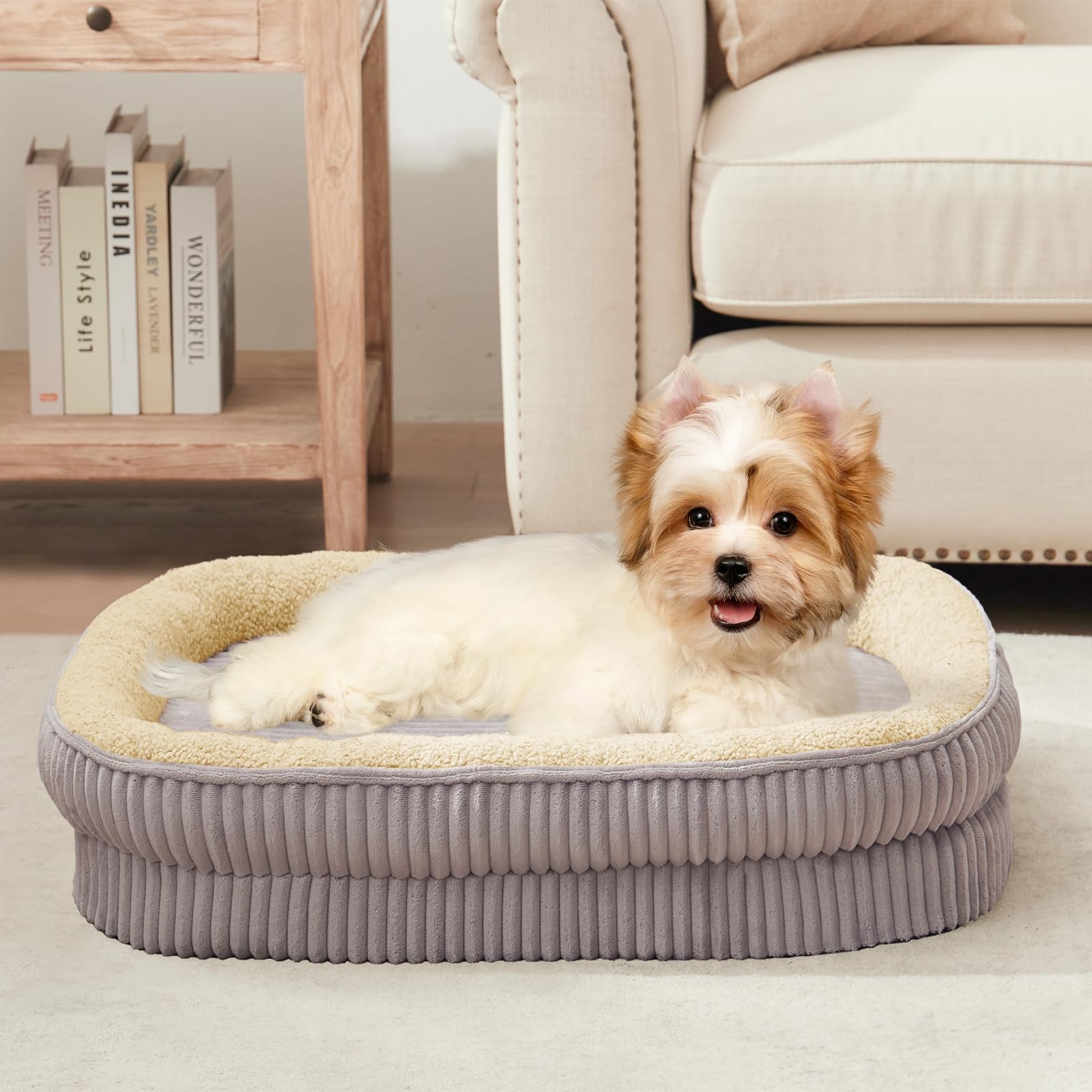 DEBANG HOME orthopedic dog bed with egg crate foam for even weight distribution and comfort.