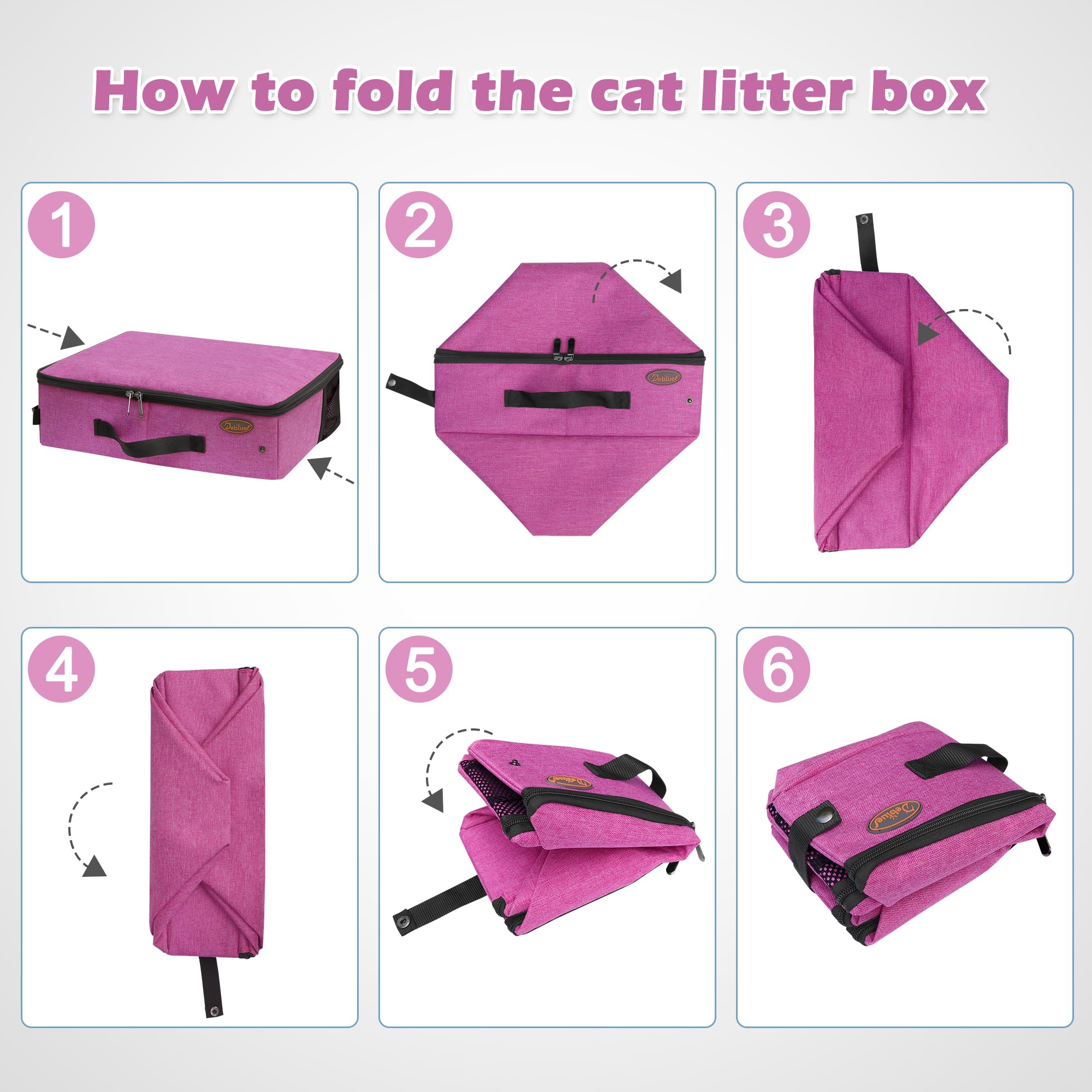 Deblue car-trip cat litter box designed for easy packing and transport