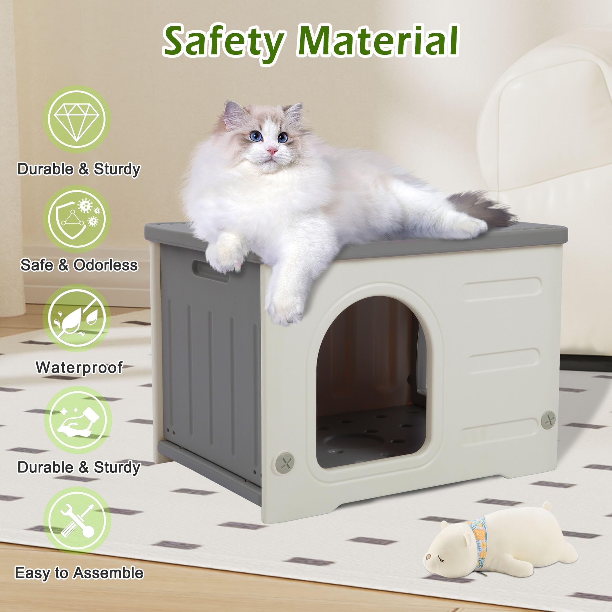 Deblue cat house easy to assemble and clean for busy homes.