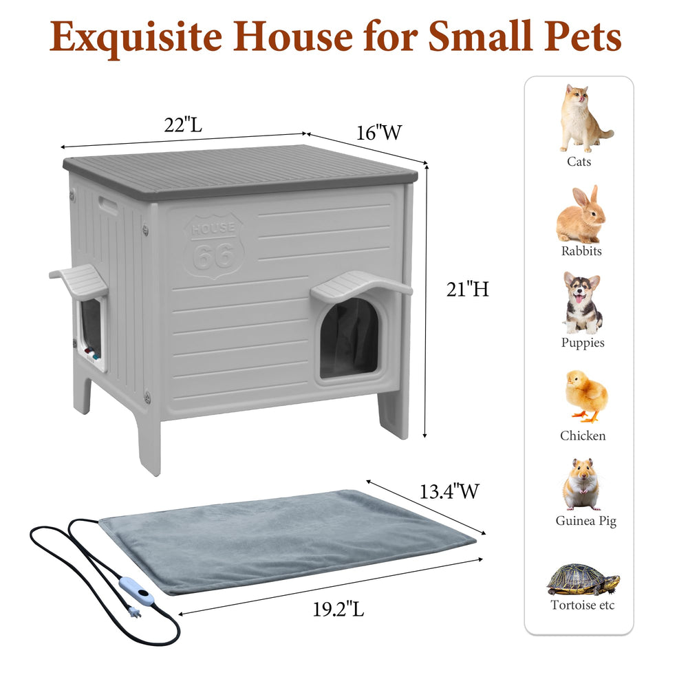 Deblue easy-assembly outdoor cat house with pre-drilled holes
