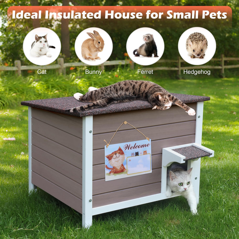 Deblue cat house grey patio-friendly design complements outdoor spaces