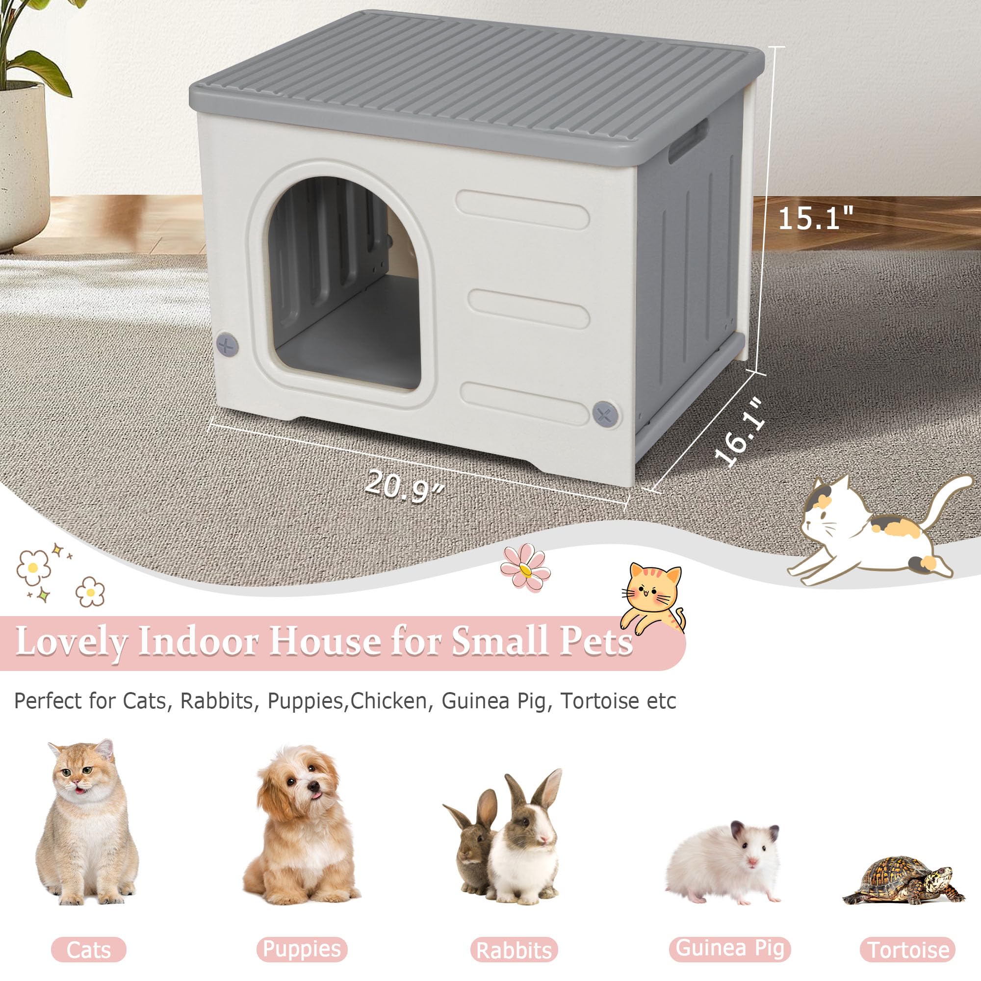 Deblue easy-assembly cat house installs in minutes with included parts.