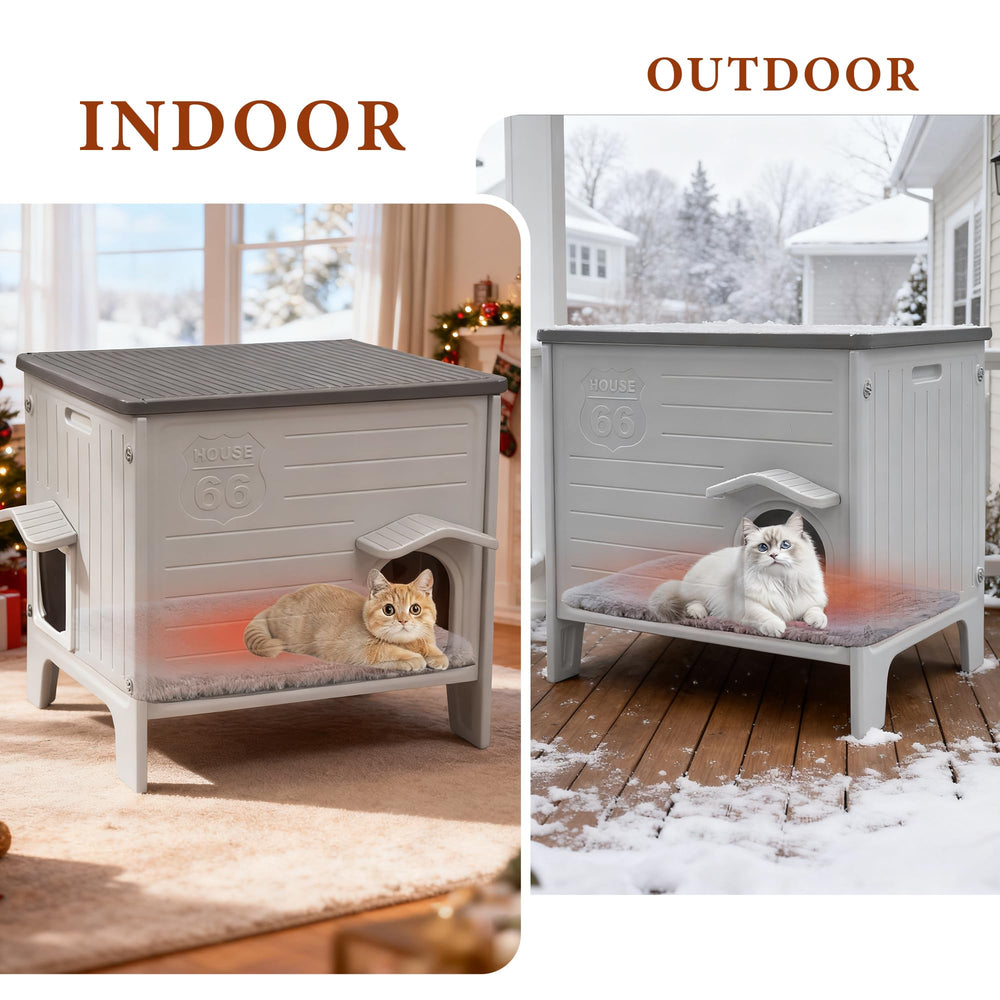 Deblue cat house large size fits multiple cats outdoors