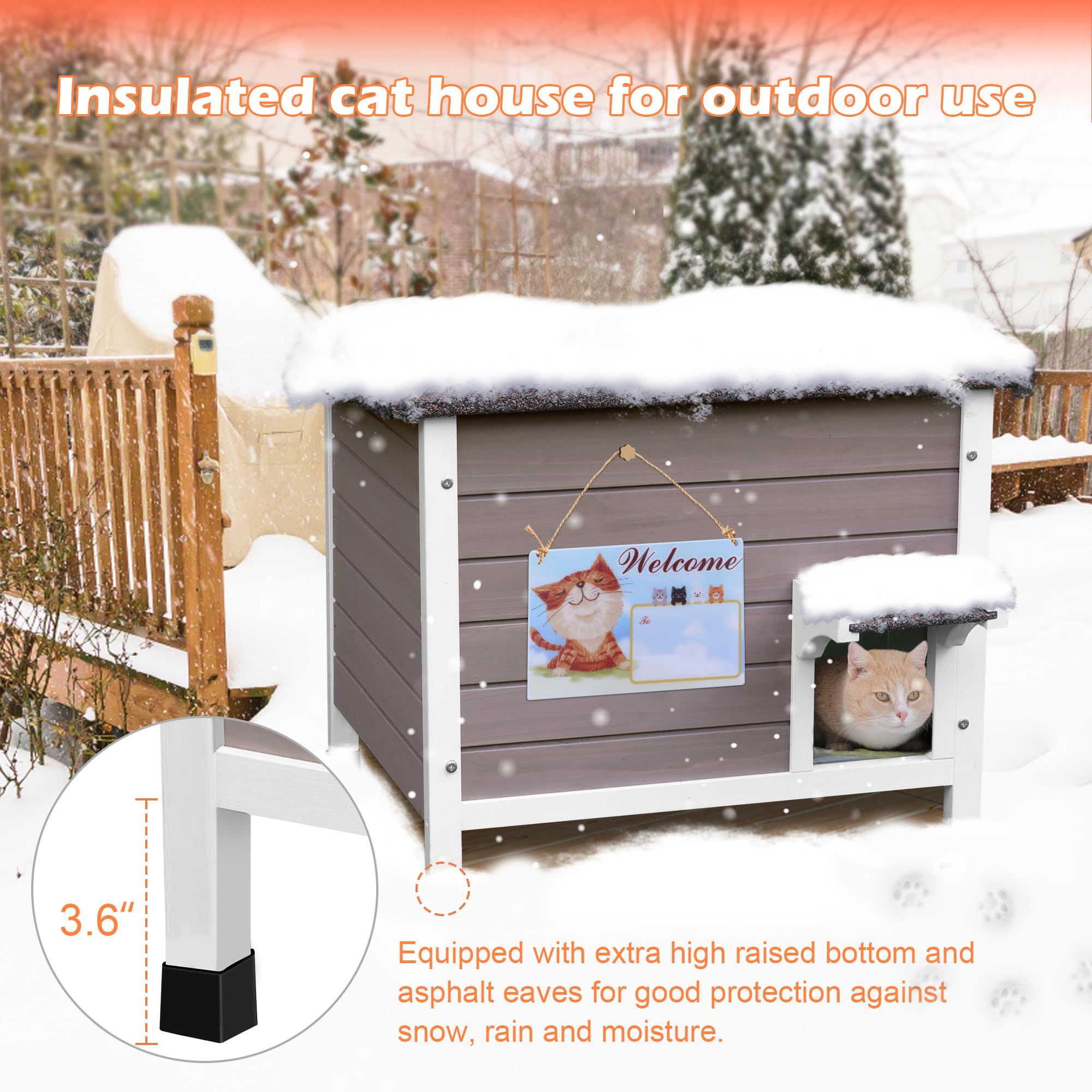 Deblue cat house natural fir wood construction looks sturdy and durable