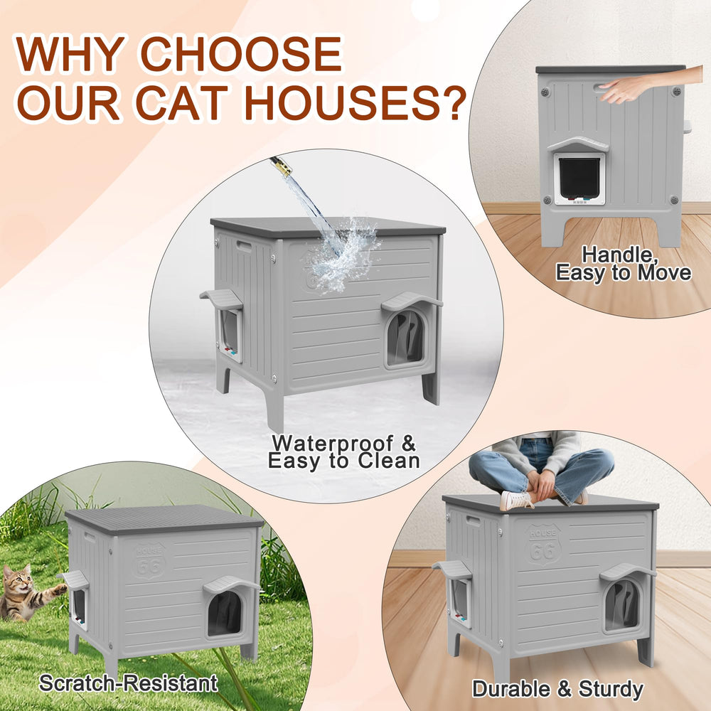 Deblue cat house plush mat provides warm resting space.