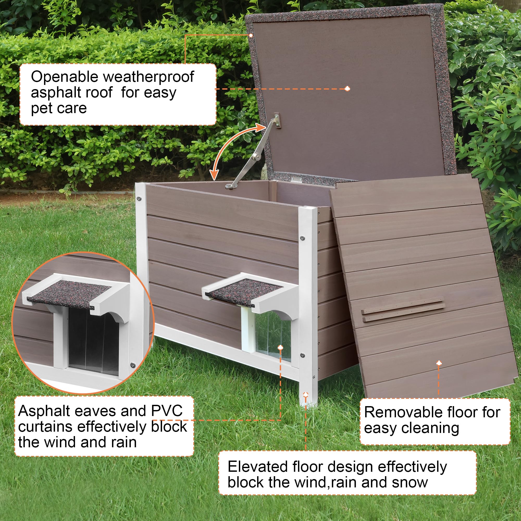 Deblue cat house removable bottom floor for easy cleaning