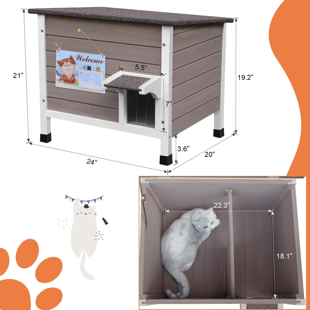 Deblue insulated cat house removable divider enabling two warm rooms