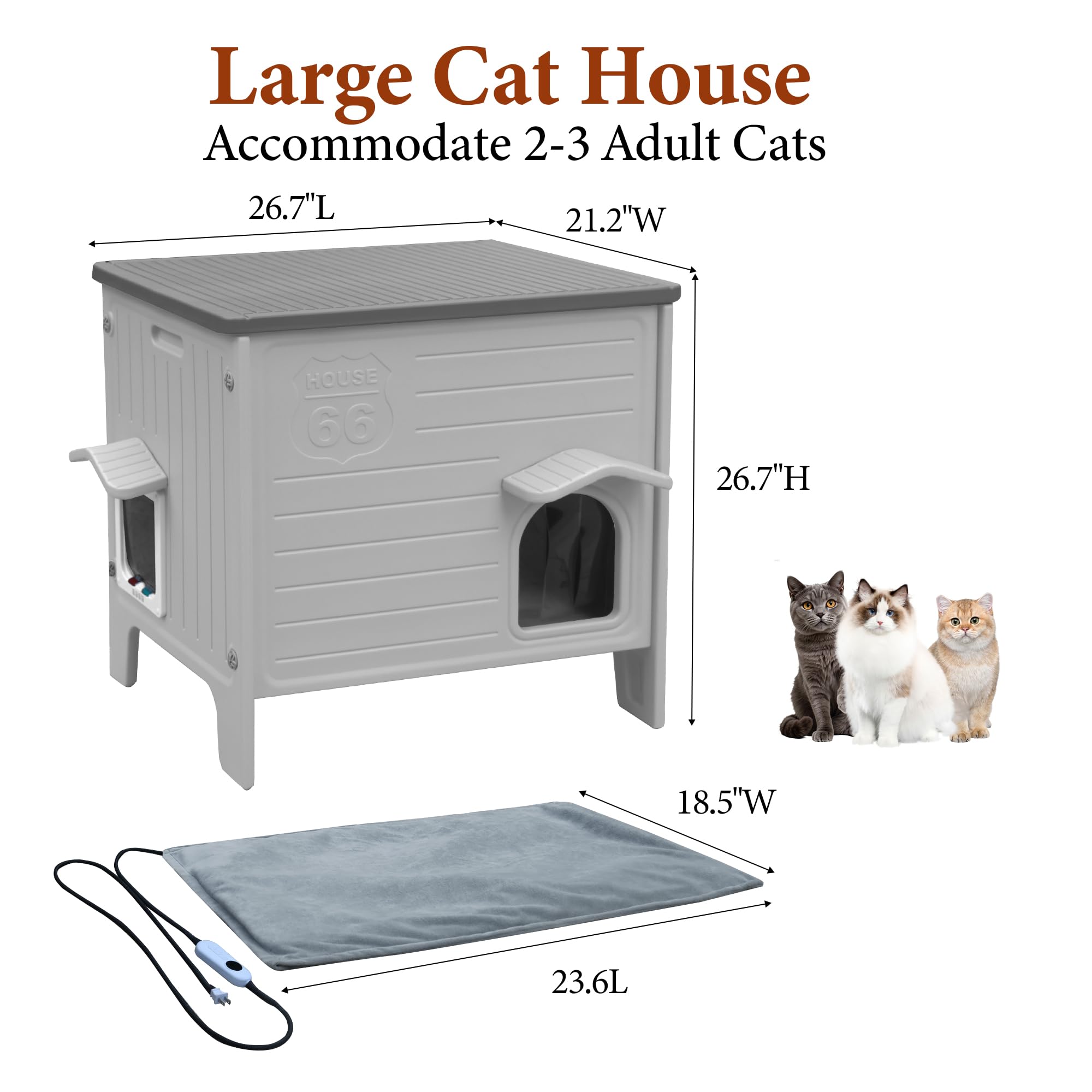 Deblue heated cat house removable roof for easy cleaning.