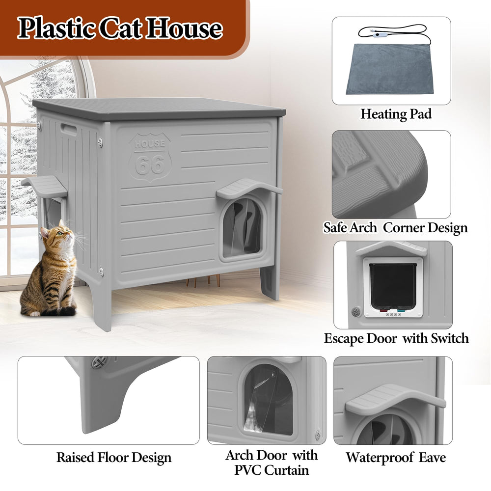 Deblue spacious 22x16x21 cat house fits 1–2 cats