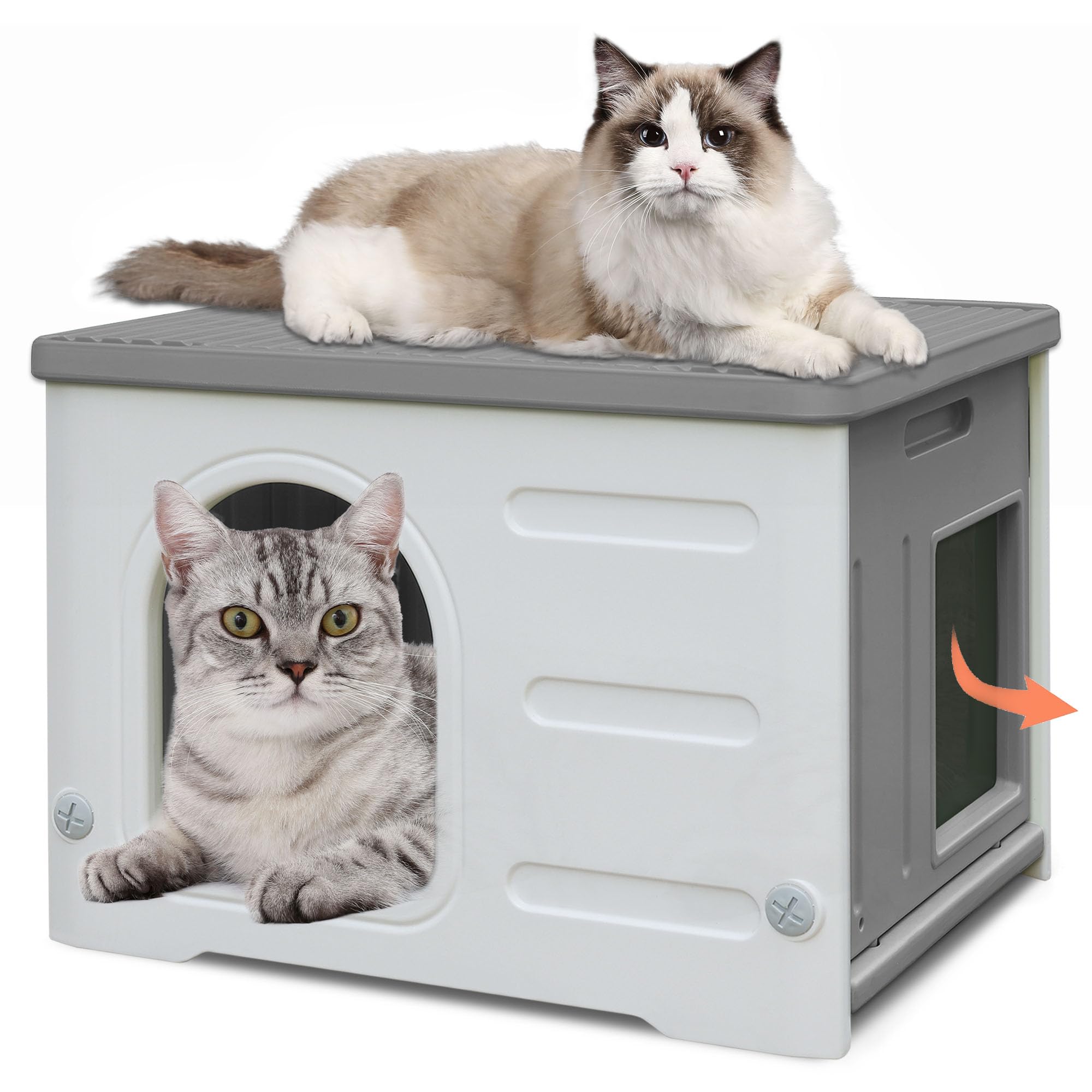 Deblue cat house spacious interior supports 1-2 cats up to 15 pounds for comfortable shelter.