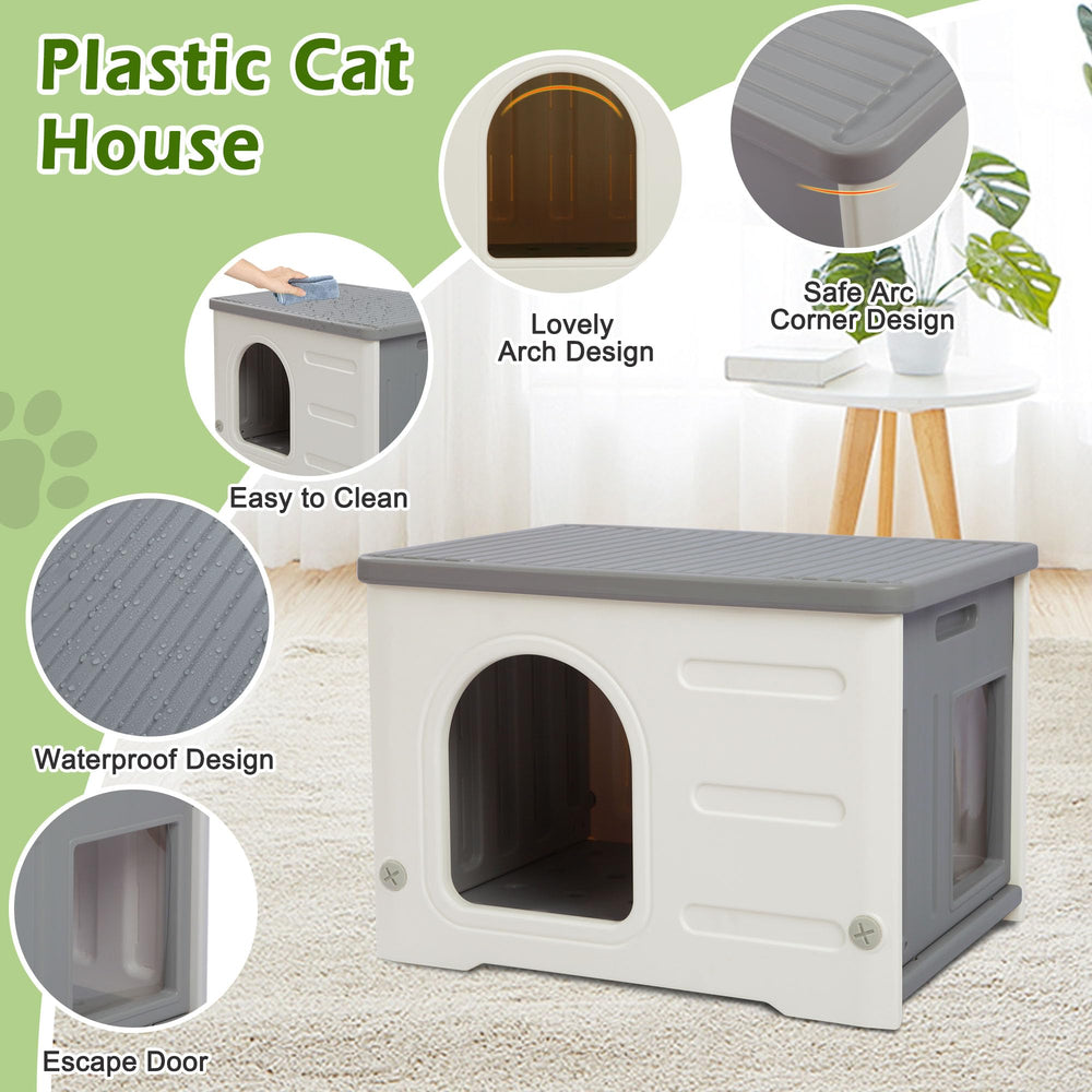 Deblue cat house sturdy HDPE construction withstands active play.