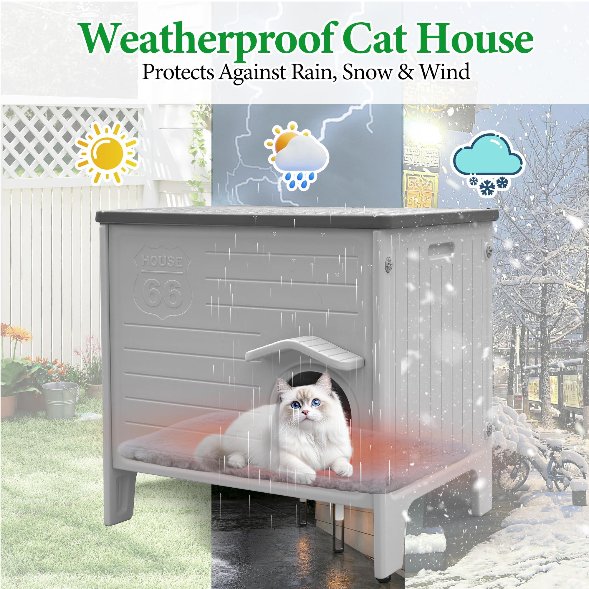 Deblue cat house thick door flap blocks moisture and drafts