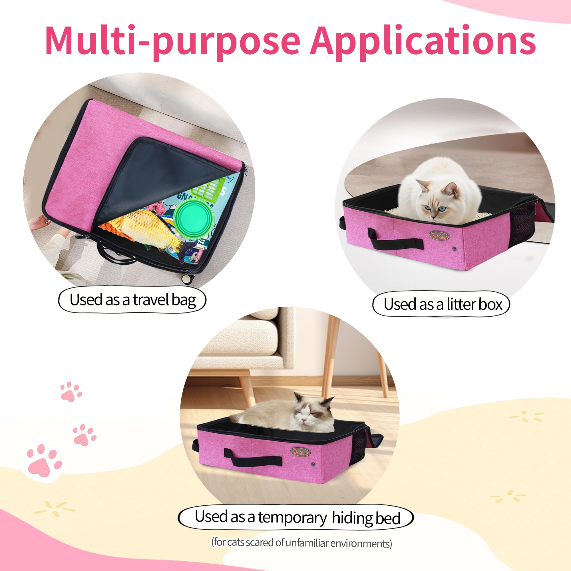 Deblue litter box with sealed double zipper to prevent spills and odors