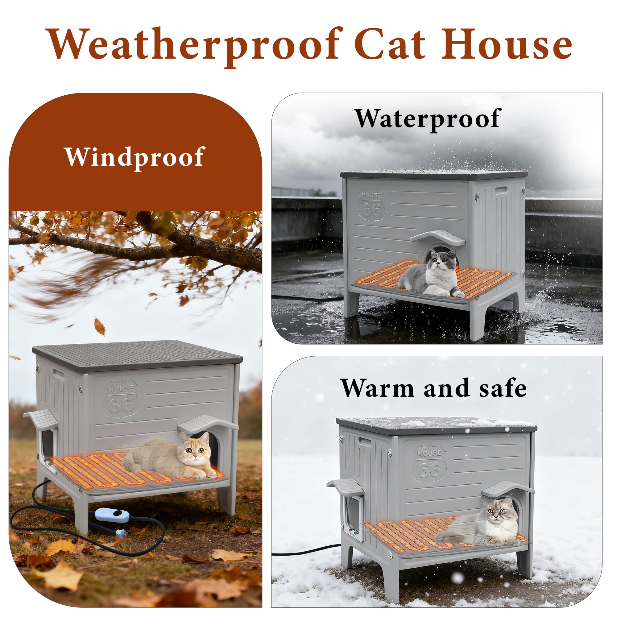 Deblue easy-clean cat shelter with removable roof