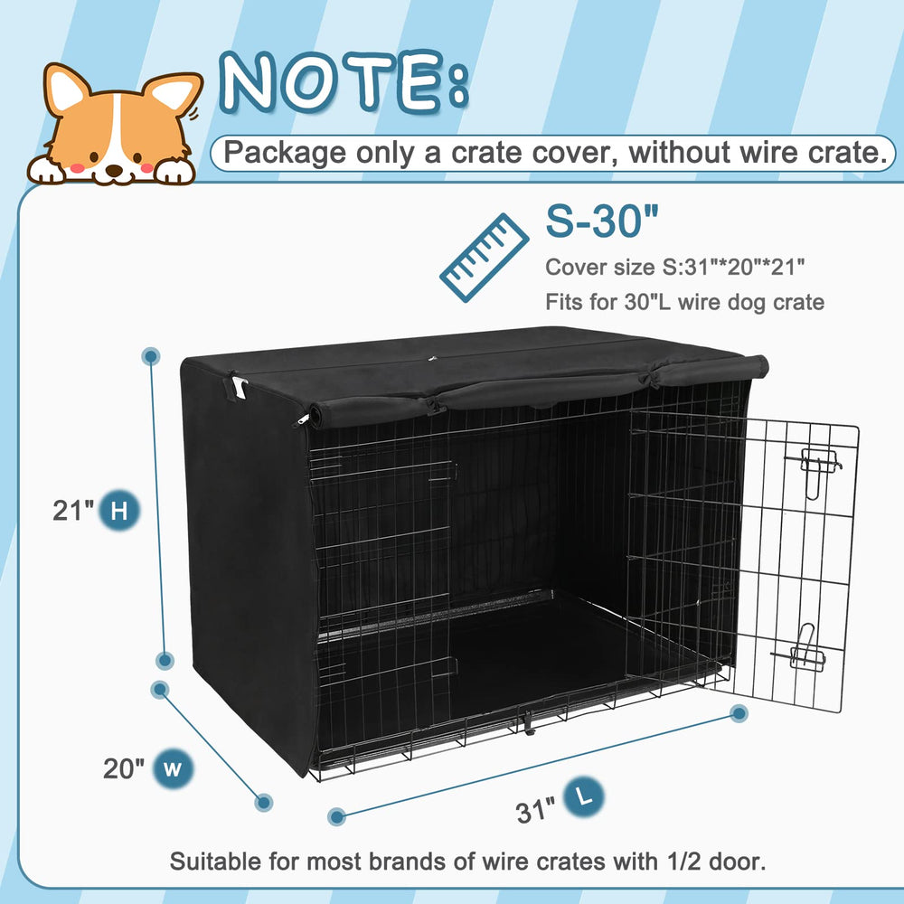 Deblue windproof crate cover front entrance view for 30-inch crate with easy access