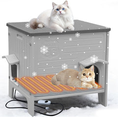 Deblue heated cat house outdoor-weatherproof plastic structure for safe shelter