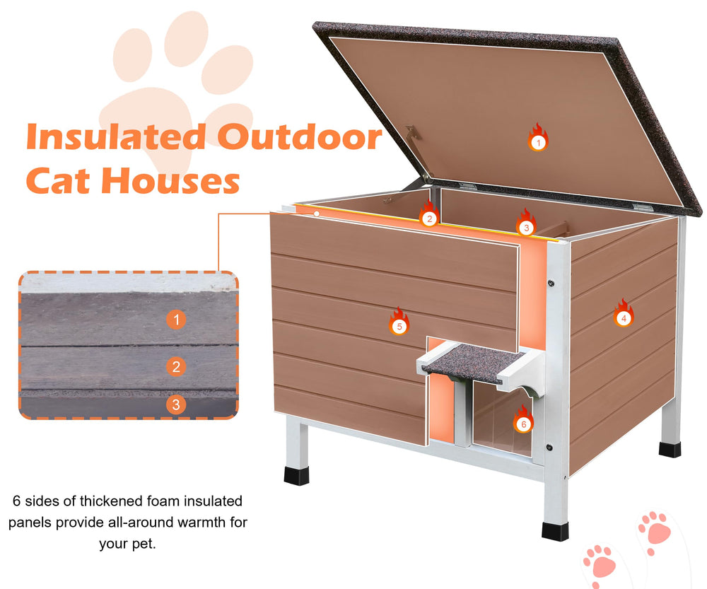 Deblue insulated cat house roof open for easy cleaning