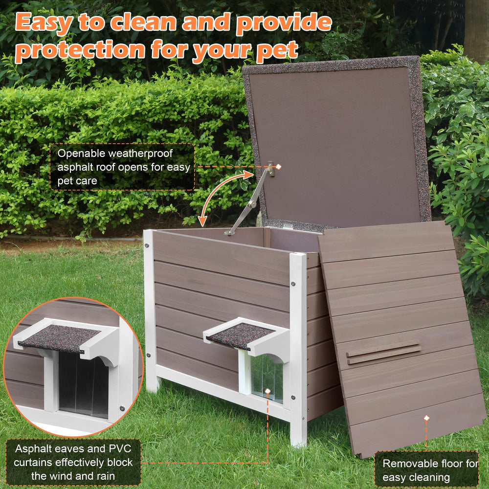 Deblue outdoor cat house removable divider creates two warm zones for flexible layout.