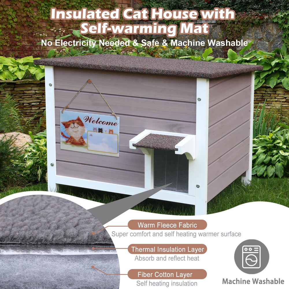 Deblue outdoor cat house foam insulated wall emphasizes all-round warmth and energy efficiency.