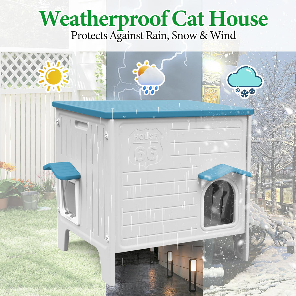 Deblue outdoor cat house removable roof for easy cleaning and maintenance.