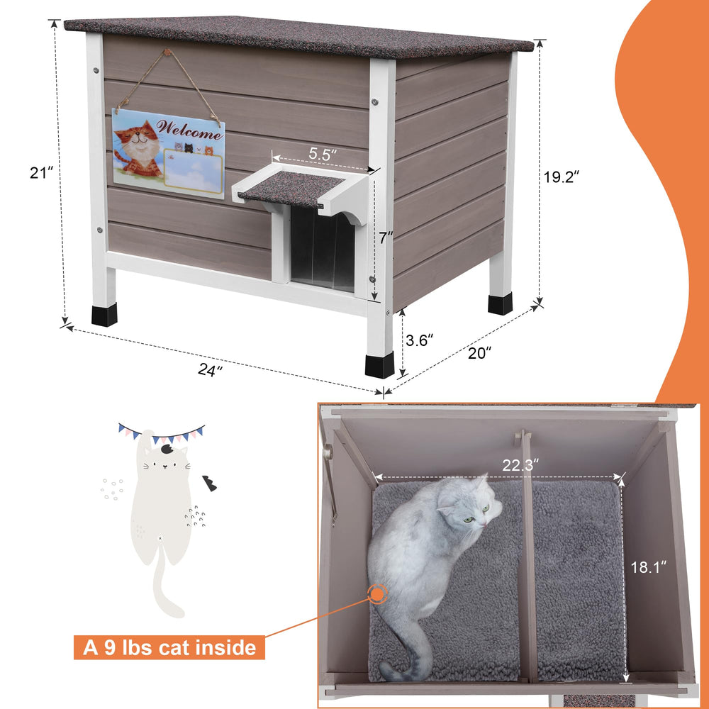 Deblue outdoor cat house roof opens for easy cleaning and quick daily care.