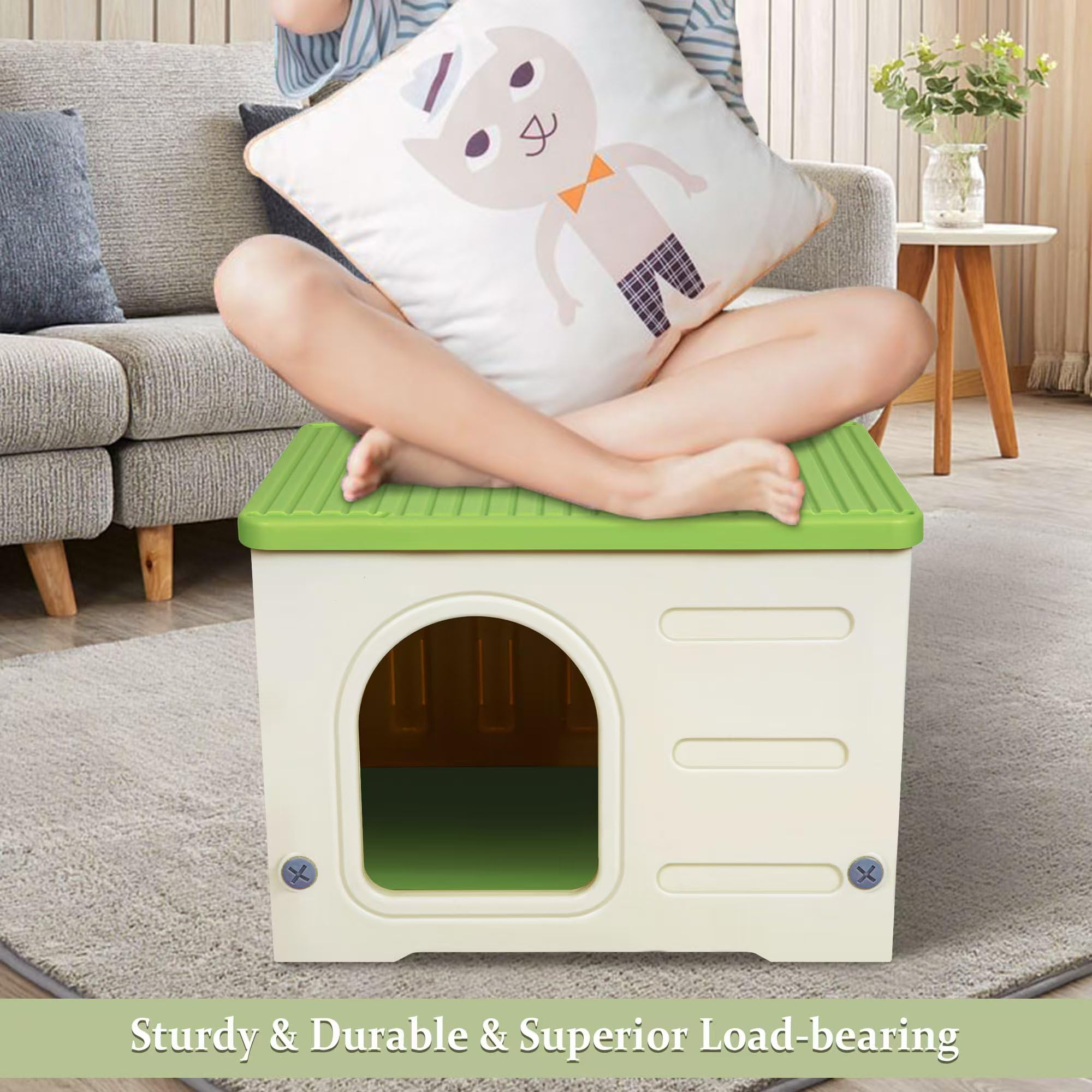 Deblue plastic cat house easy assembly saves time with quick setup