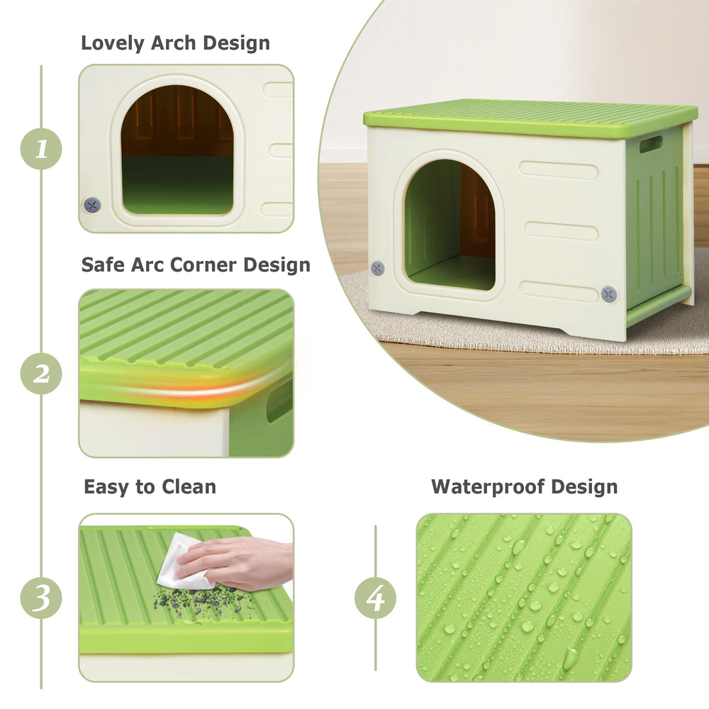 Deblue plastic cat house stackable roof enables stable multi-unit setups for several cats