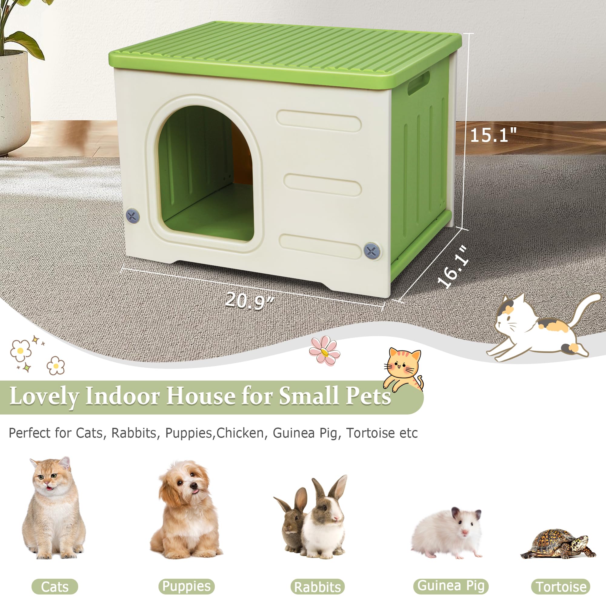 Deblue plastic cat house top buckle design simplifies interior cleaning and access