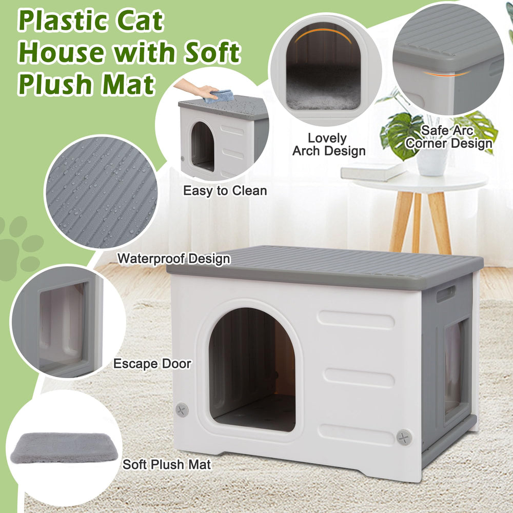 Deblue Waterproof Cat House soft mat interior offers cozy comfort for resting cats.
