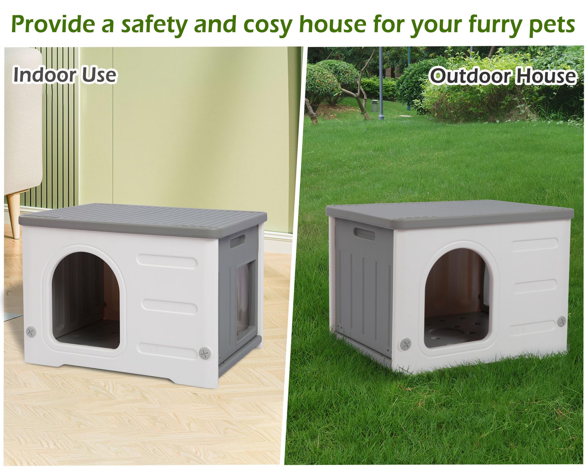 Deblue Waterproof Cat House spacious one-to-two-cat capacity up to fifteen pounds.