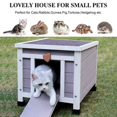Deblue Weatherproof Cat House asphalt roof protects from rain and wind