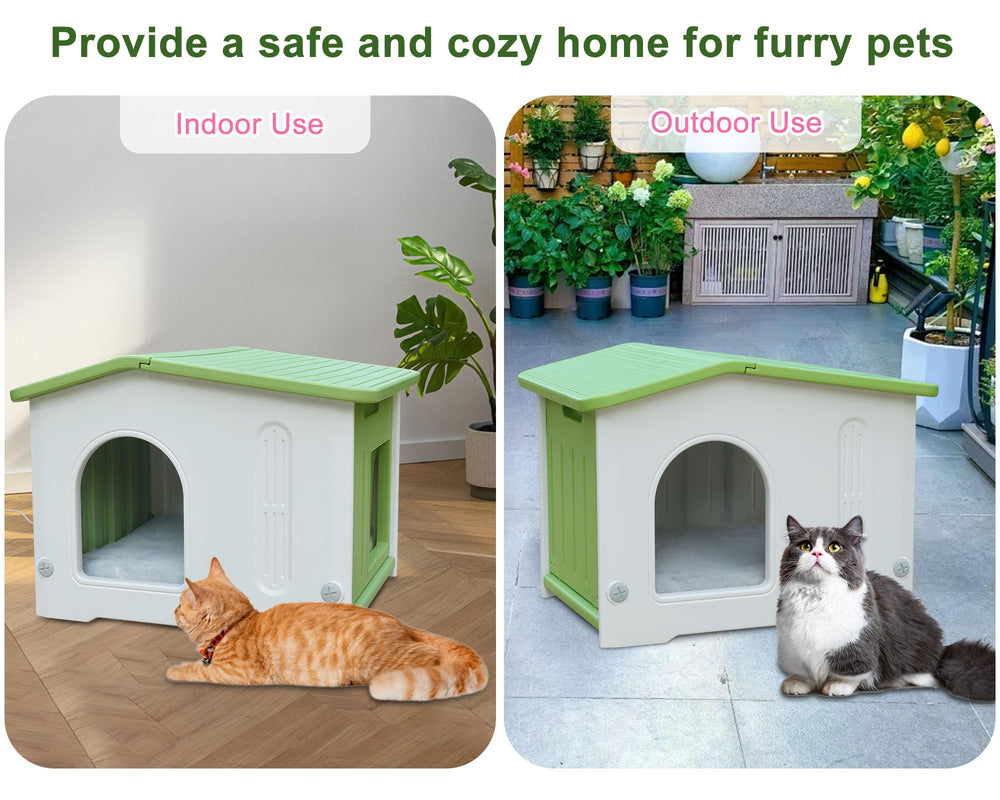 Deblue cat house assembles easily for quick setup