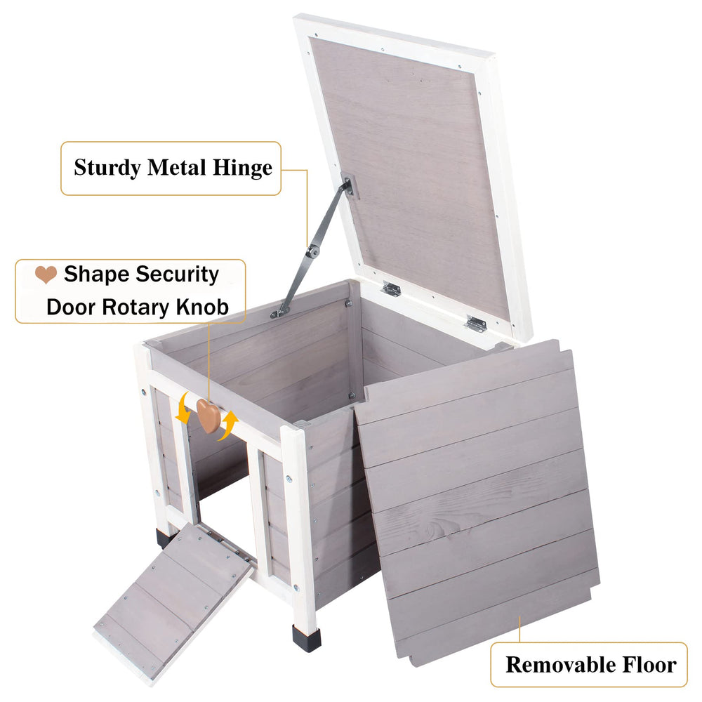 Deblue Weatherproof Cat House elevated floor keeps small pets dry above ground
