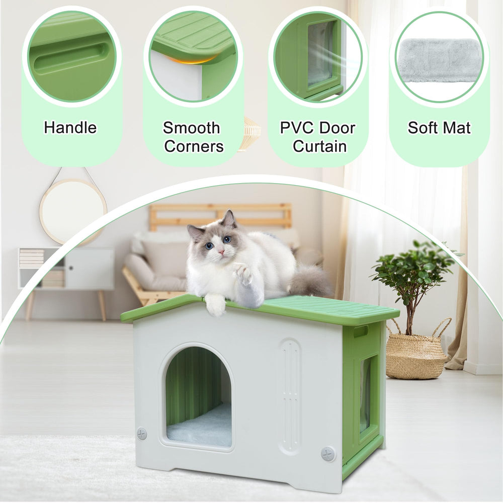 Deblue Weatherproof Cat House escape door offers quick exit for safety