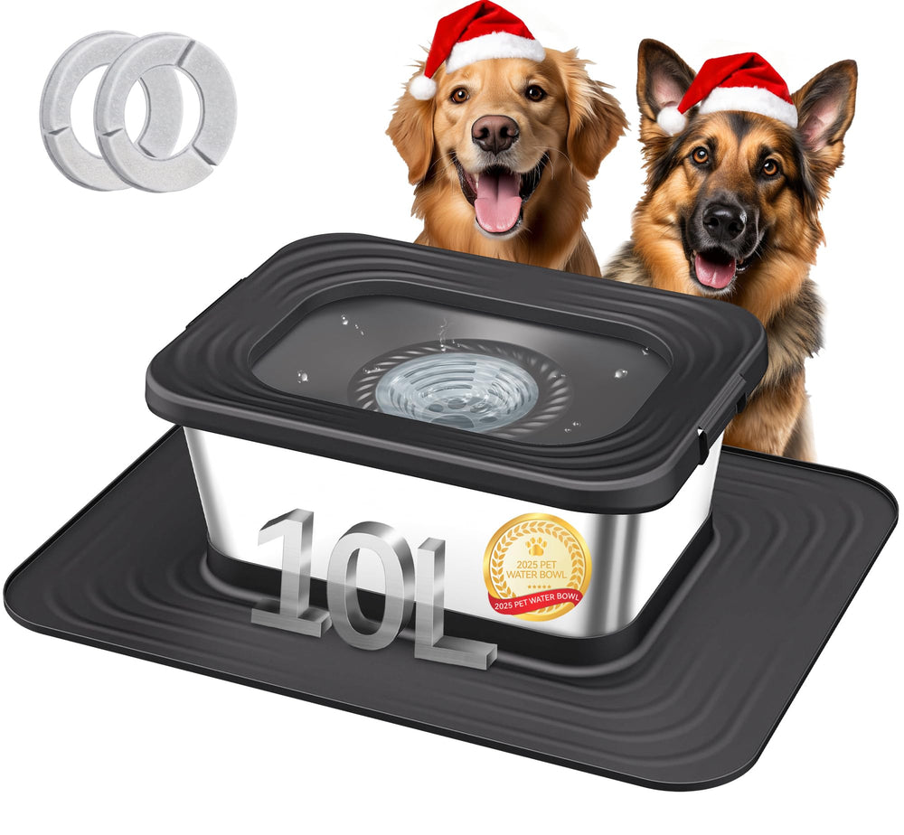Decflow 10L dog water bowl with no-spill design for outdoor use and reduced mess.