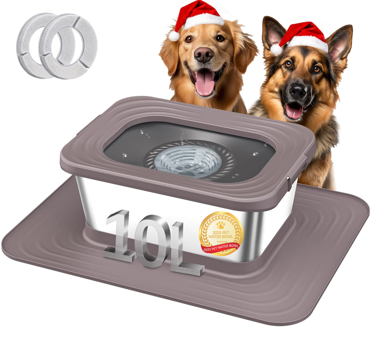 Decflow 10L dog water bowl side view suitable for large breeds and multi-pet homes.