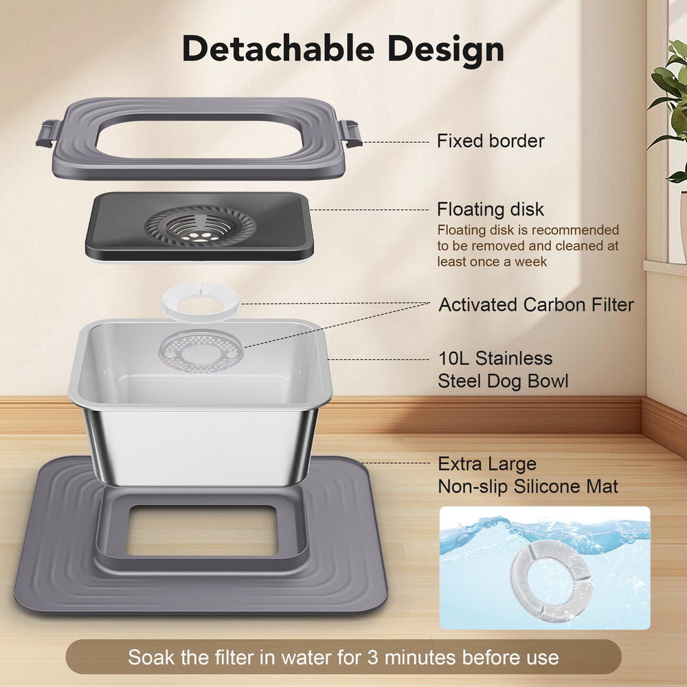 Decflow grey 10L bowl suitable for indoor or outdoor use with heavy-duty pets.