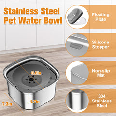 Decflow no-spill water bowl showing spill-proof design to protect floors