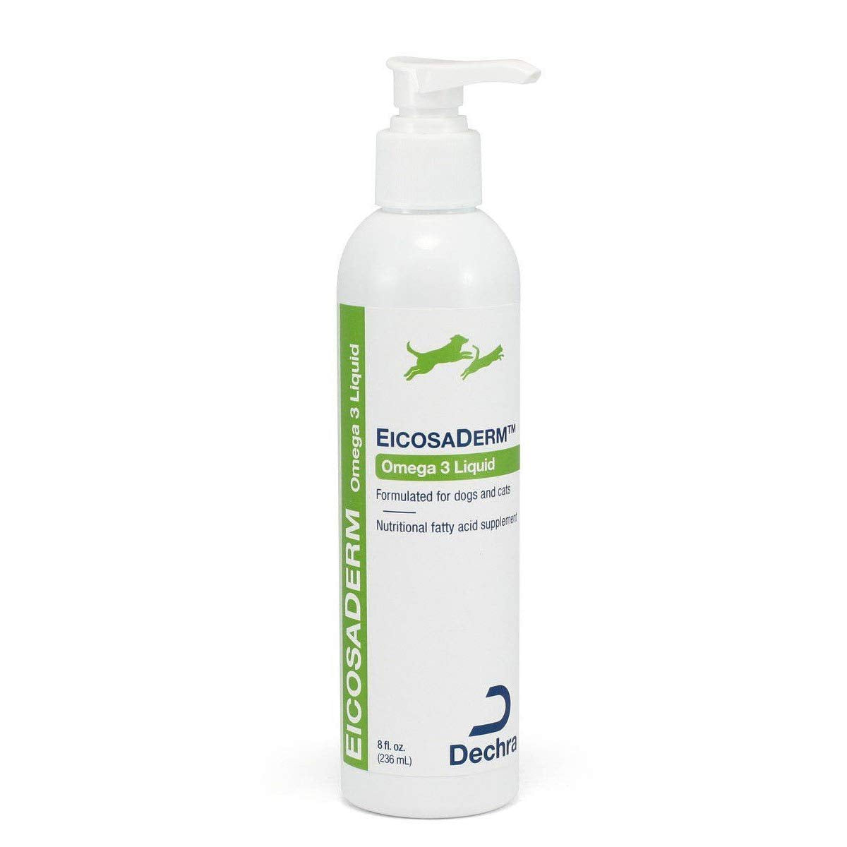 Dechra EicosaDerm bottle with pump for precise dosing and ease of use