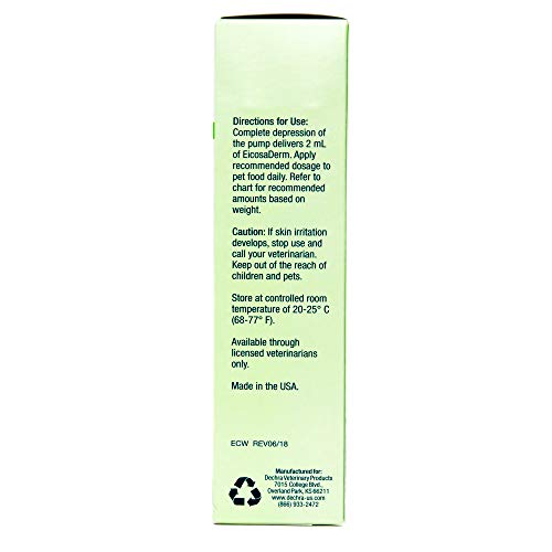 Dechra EicosaDerm fish oil drops emphasizing premium sourcing for skin health