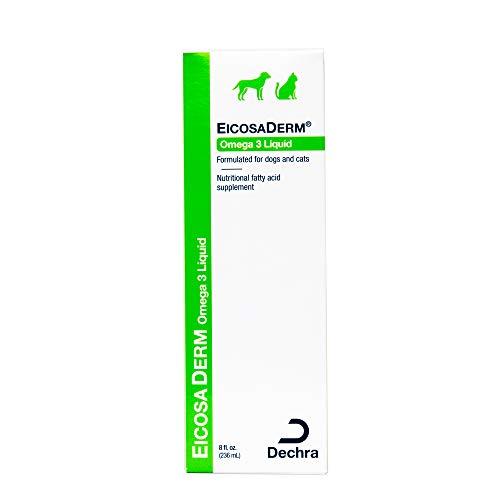 Dechra EicosaDerm label front highlighting high potency EPA/DHA benefits