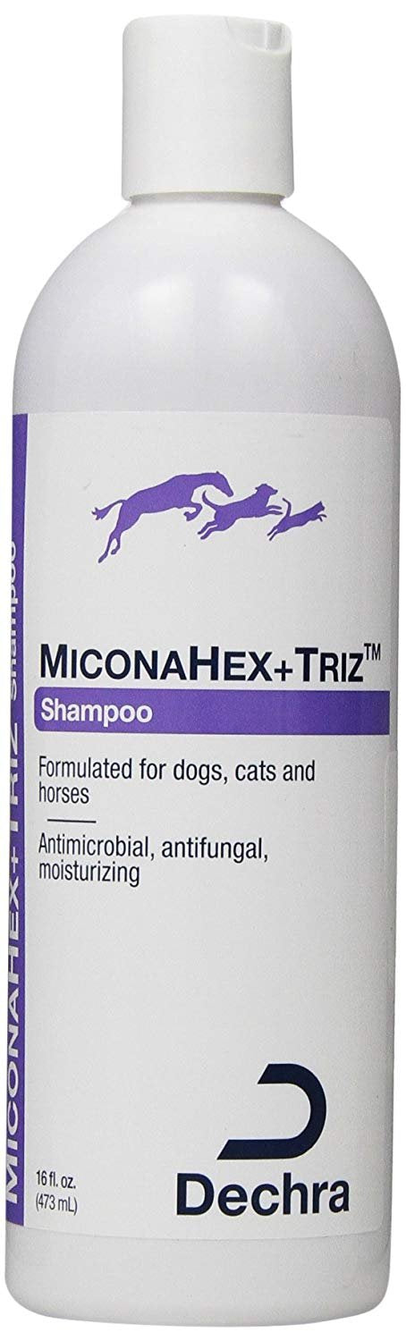 Dechra MiconaHex + Triz shampoo 16oz bottle for medicated cleansing of skin