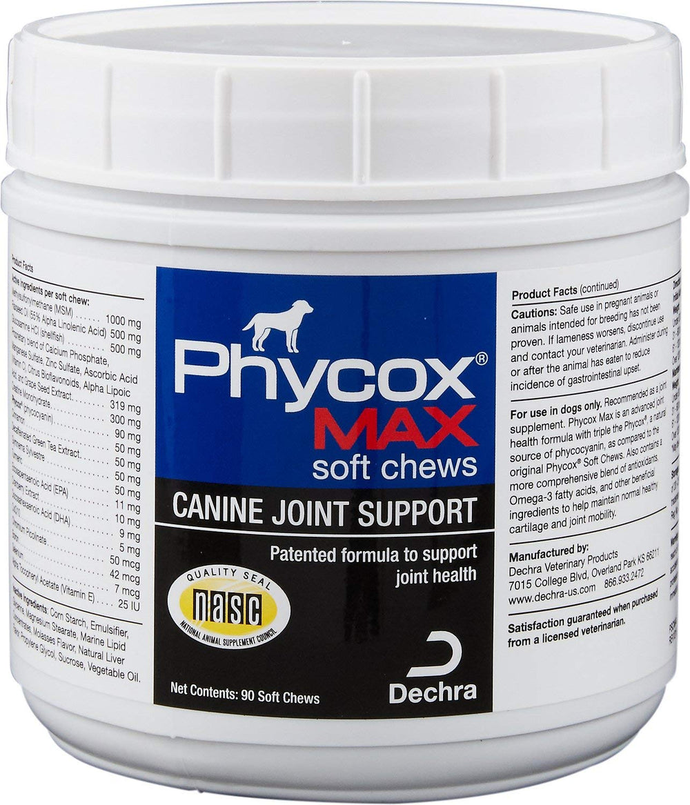 Dechra Phycox MAX soft chews for dogs providing joint support with natural anti-inflammatory ingredients